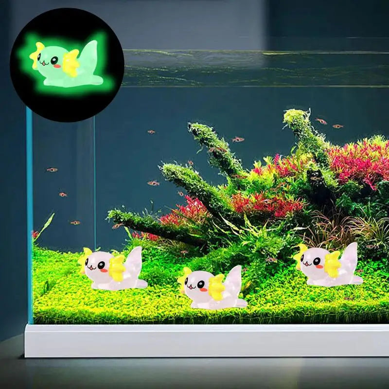 Miniature Axolotl Figures Cute Resin Mini Aquarium Figures In The Dark Durable Axolotl Figurines Small Aquarium