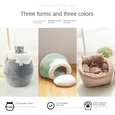 Honeypot Type Semi-enclosed Warm Cat Nest, Winter