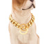 Strong Choke Chain Dog Collar Luxury 15MM 18K Gold Stainless Steel Cuban Link Metal Necklace for Small Medium Large Dogs Pitbull