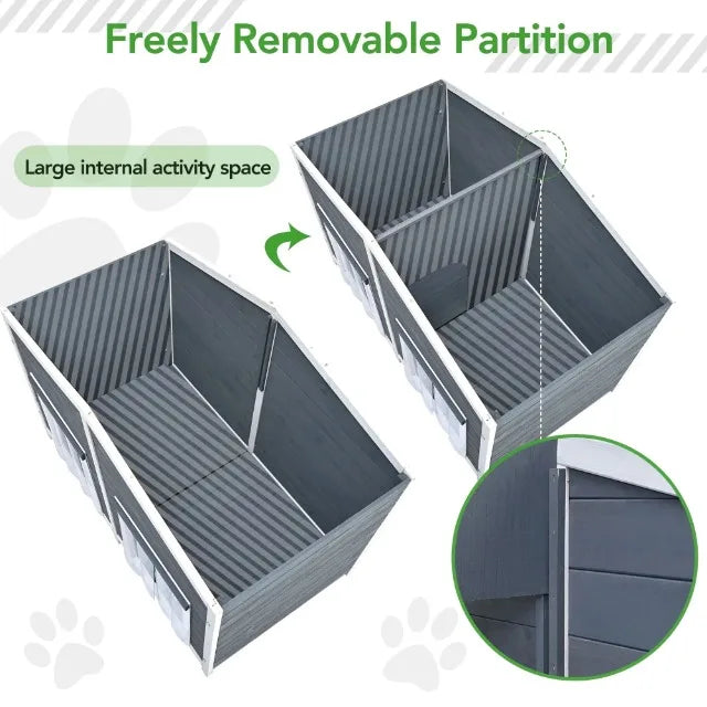 Outdoor Dog House with Balcony Four Seasons Universal Large Space Rainproof Sunproof Detachable Pet Villa Suitable