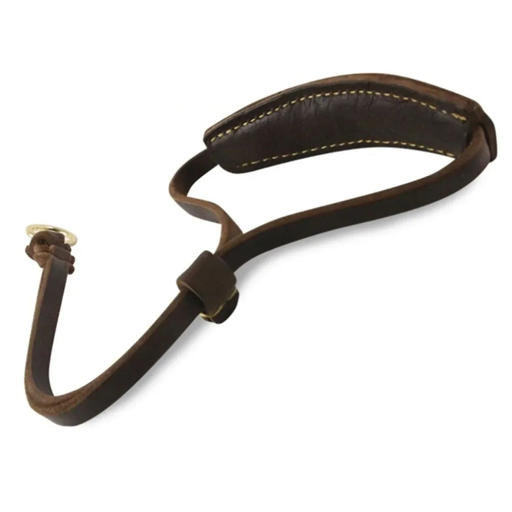 Real Leather Martingale Dog Collar Soft Wide Genuine Leather Dog Collar Adjustable for Medium Large Dogs Pet Training Supplies