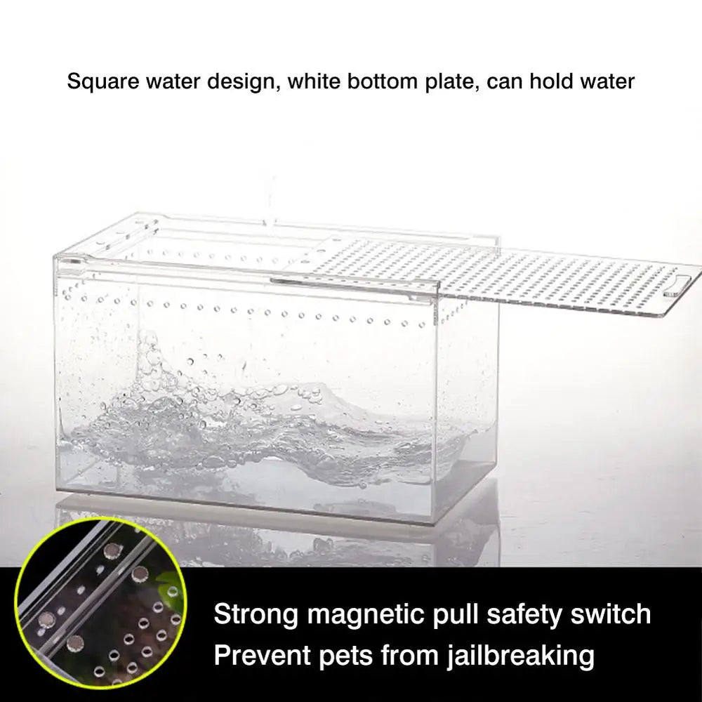 Reptile Pet Breeding Box Transparent Animal Habitat Cage With Breathable Holes Water Leakproof Box For Spider Snake Lizard