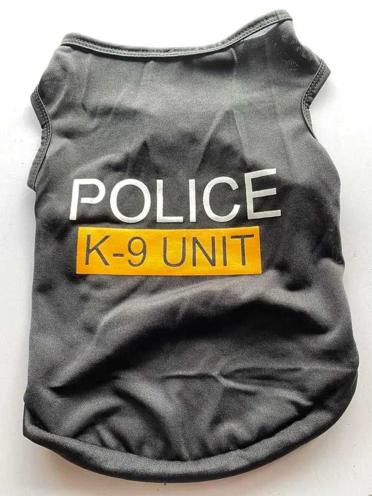 Police Suit Cosplay Dog Clothes Black Elastic Vest Puppy T-Shirt Coat Accessories Apparel Costumes Pet Clothes For Dogs Cats