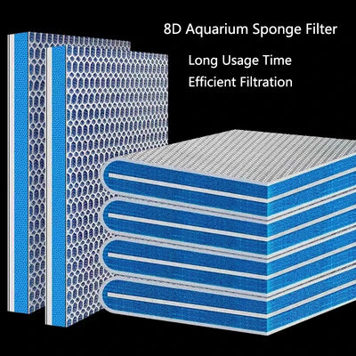 8D Aquarium Fish Tank Filter Sponge No Glue Foam Biochemical Cotton Aquarium Filtration Accessories Efficient Filtration New