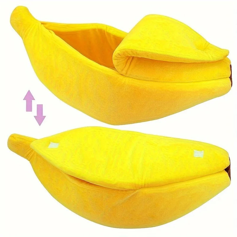 Plush Bed for Cats Winter Things Warm Houses Banana Pet Products Accessory Habitats All Basket Cushions  Puppy Supplies