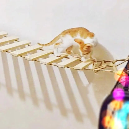 50CM/100CM Sisal Rope or Wooden Ladder Cat Climbing Frame Playing Cat Bridge Pet Indoor Outdoor Furniture Cat Supplies
