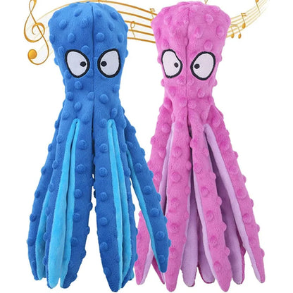 Squeaky Dog Toy Octopus Toy for Aggressive Chewers Tough No Stuffing Plush Crinkle Interactive Pet Toys for Puppy and Large Dogs