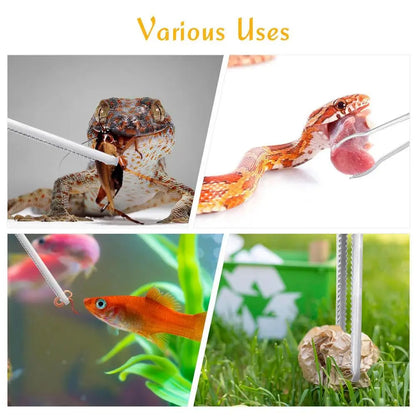Stainless Steel Reptile Feeder 15 Inches Anti-Skid Feeding Tongs Aquascaping Tools For Hold Worm Steel Reptile Feeding Tong