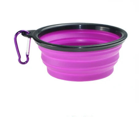 Collapsible Pet Silicone Dog Food Water Bowl Outdoor Camping Travel Portable Folding Supplies Dishes with Carabiner Pet supplies