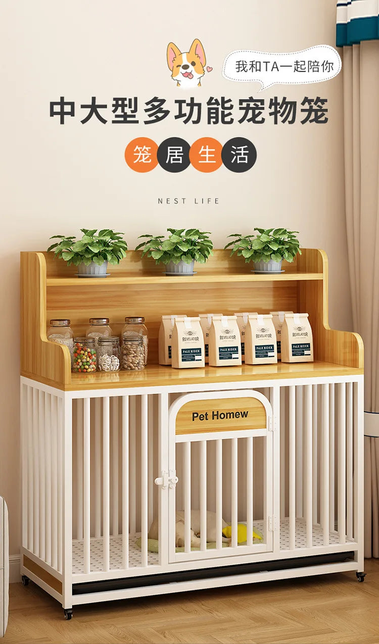 Dog cage household indoor with toilet pulley exquisite workmanship small medium and large dog cage reinforced kennel villa heigh