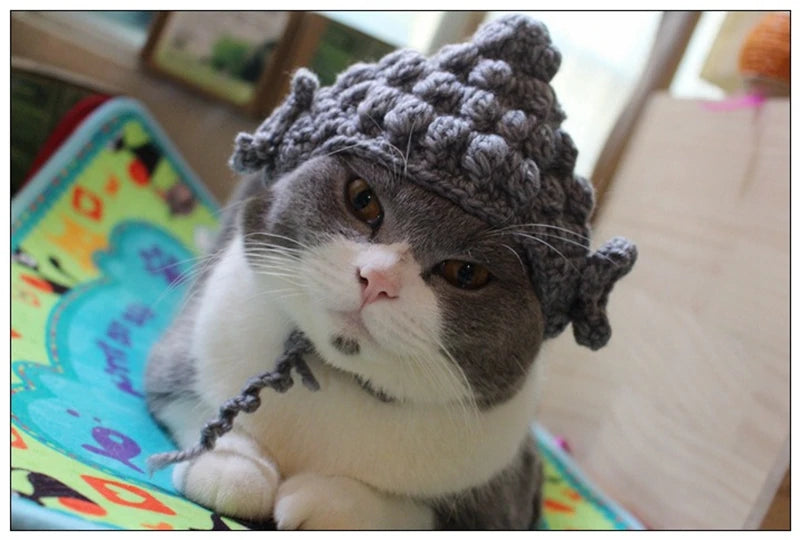Winter Cosplay Buddha Pet Dog Hat Ginger Ear Protective Head Wear for Small Puppy New Year Lace Up Yorkshire Cat Accessories