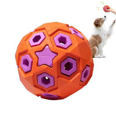 Pet Sound Toys Dog Toy Ball Rubber Hollowed Star Shape Squeaky Balls for Dogs Portable Bite Resistant Training Playing Supplies
