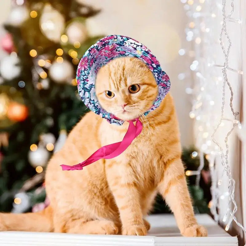 Cat Summer Hat Summer Pet Visor Adjustable Dog Travel Sport Hats Breathable Sun Protection Hat Floral Dog Baseball Hat For Cats