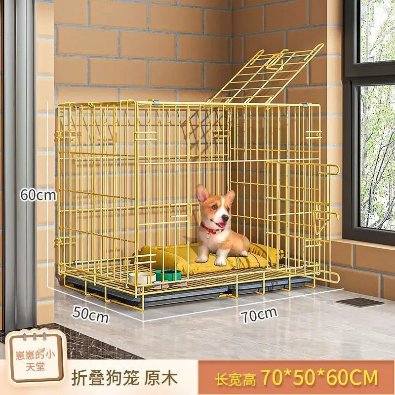 Dog cage Medium and large dog household Dog cage with toilet Square pipe Bold reinforcement Villa indoor Golden Retriever Labrad