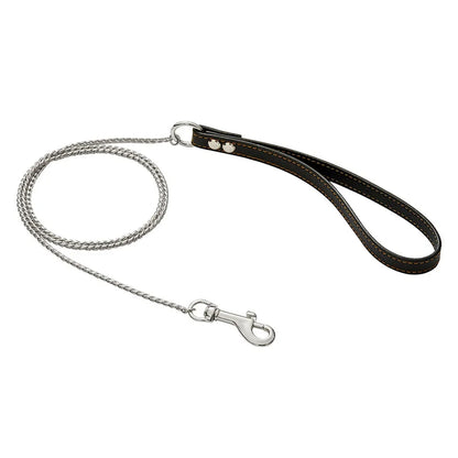 Dog Chain Leash for Dog Collar 18K Gold Sliver Cuban Link Anti-Bite Metal Strong Dog Leash for Walking Training Small Medium Dog