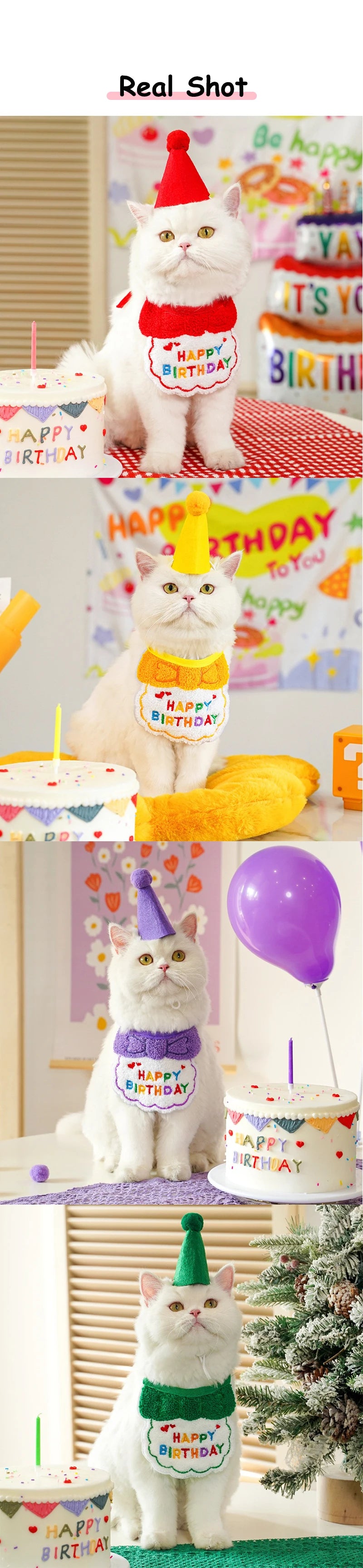 Lightweight Polyester Pet Cat Collars Birthday Decorate Puppy Chihuahua Saliva Necklace Cap Lace Up Adjustable Kitten Bandana