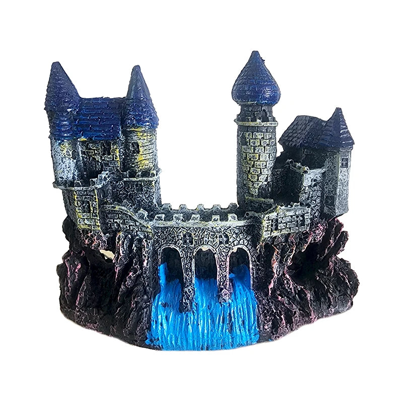 Resin Artificial Fish Tank Ancient Castle Decoration Aquarium Rock Cave Building Decoration Aquatic Landscaping Ornament Decor