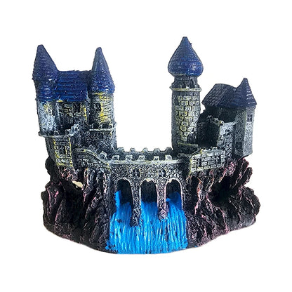 Resin Artificial Fish Tank Ancient Castle Decoration Aquarium Rock Cave Building Decoration Aquatic Landscaping Ornament Decor