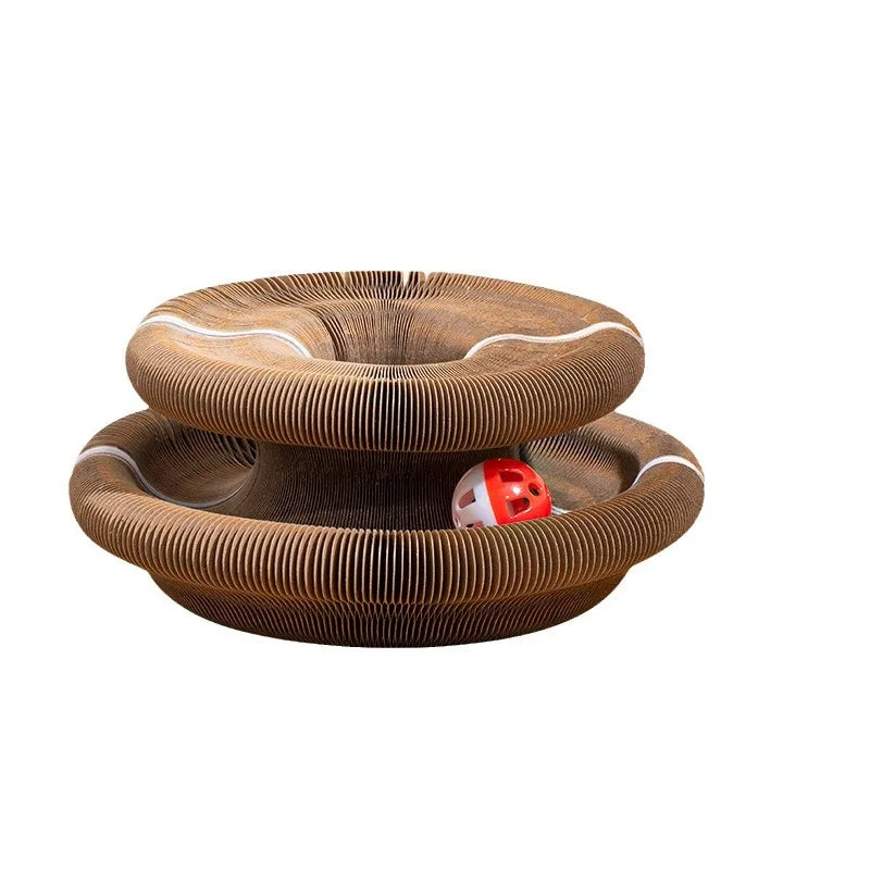 Organ cat scratch board foldable cat toy with bell for self fun and relaxation, cat scratch resistant corrugated paper, scratch
