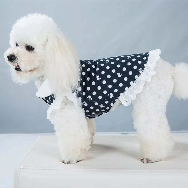 Pet Clothes Dog Dot Clothing Female Dogs Cotton Princess Dress Teddy Dog Dress Summer Dress Dog Clothes For Small Dogs