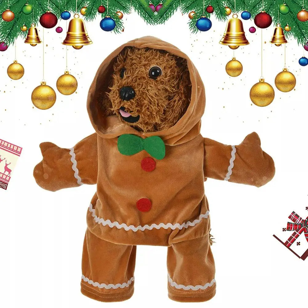 Cute Gingerbread Man Pet Costume Christmas Atmosphere Creative Puppy Hoodie Soft And Comfortable Cotton Kitten Clothes 30cm