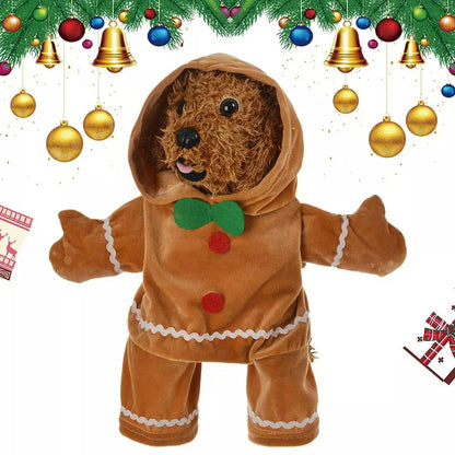 Cute Gingerbread Man Pet Costume Christmas Atmosphere Creative Puppy Hoodie Soft And Comfortable Cotton Kitten Clothes 30cm