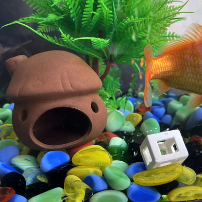 Large Ceramic Aquarium Decoration Fish Shrimps Shelter House Pottery Scorpion House Canister Simulation Stone Fish Tank Decors
