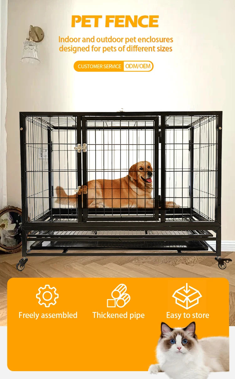 Heavy Duty Dog Pet Cage With Removable Wheels