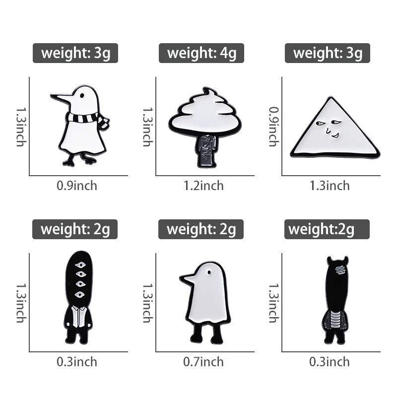 Witch Ghost Set Enamel Pin Brooch Punk Frog Skull Potted Cat Black Bird Animal Flower Medicine Bottle Badge Love Jesus Jewelry