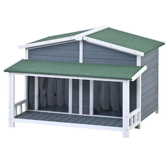 Outdoor Dog House with Balcony Four Seasons Universal Large Space Rainproof Sunproof Detachable Pet Villa Suitable