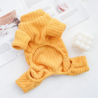 Winter Dog Jumpsuit Solid Pet Clothes for Small Medium Dogs Thermal Fleece Dog Pajamas Onesie Sleepingwear Puppy Overalls
