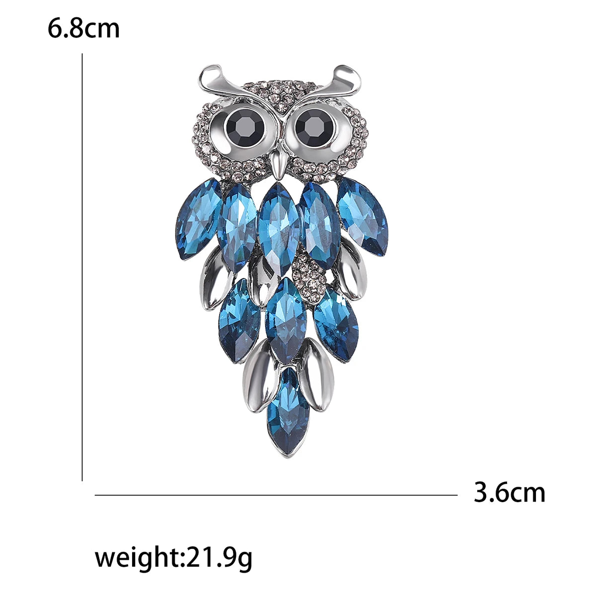Rhinestone Owl Brooch for Women Unisex Glass Animal Pin Bird Lapel Pins Banquet Party Backpack Gifts Jewelry Accessories