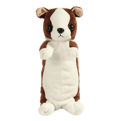 1PC Estuche de lápices de felpa suave para niños y niñas, bolsa de bolígrafos de simulación , lindo perro, papelería escolar