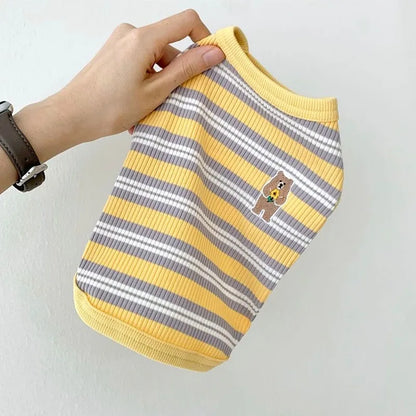 Dog Shirts Cotton Striped Puppy T-Shirts Spring Autumn Clothes for Small Dogs, Soft Breathable Stretchable Doggy Tee Pet Apparel