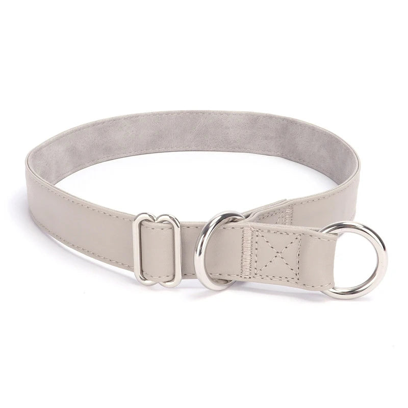 Slip Collar PU Leather Dog Choke Collar for Dog Training- No Pull Martingale Dog Collar for Small Medium Large Dogs Greyhound