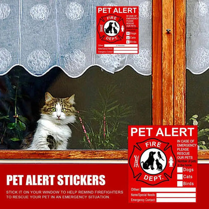 10PCS Pet Alert Stickers Pets Inside Fire Rescue Stickers Save Our Pets Emergencies Pet Inside Decal Emergencies Danger Decals