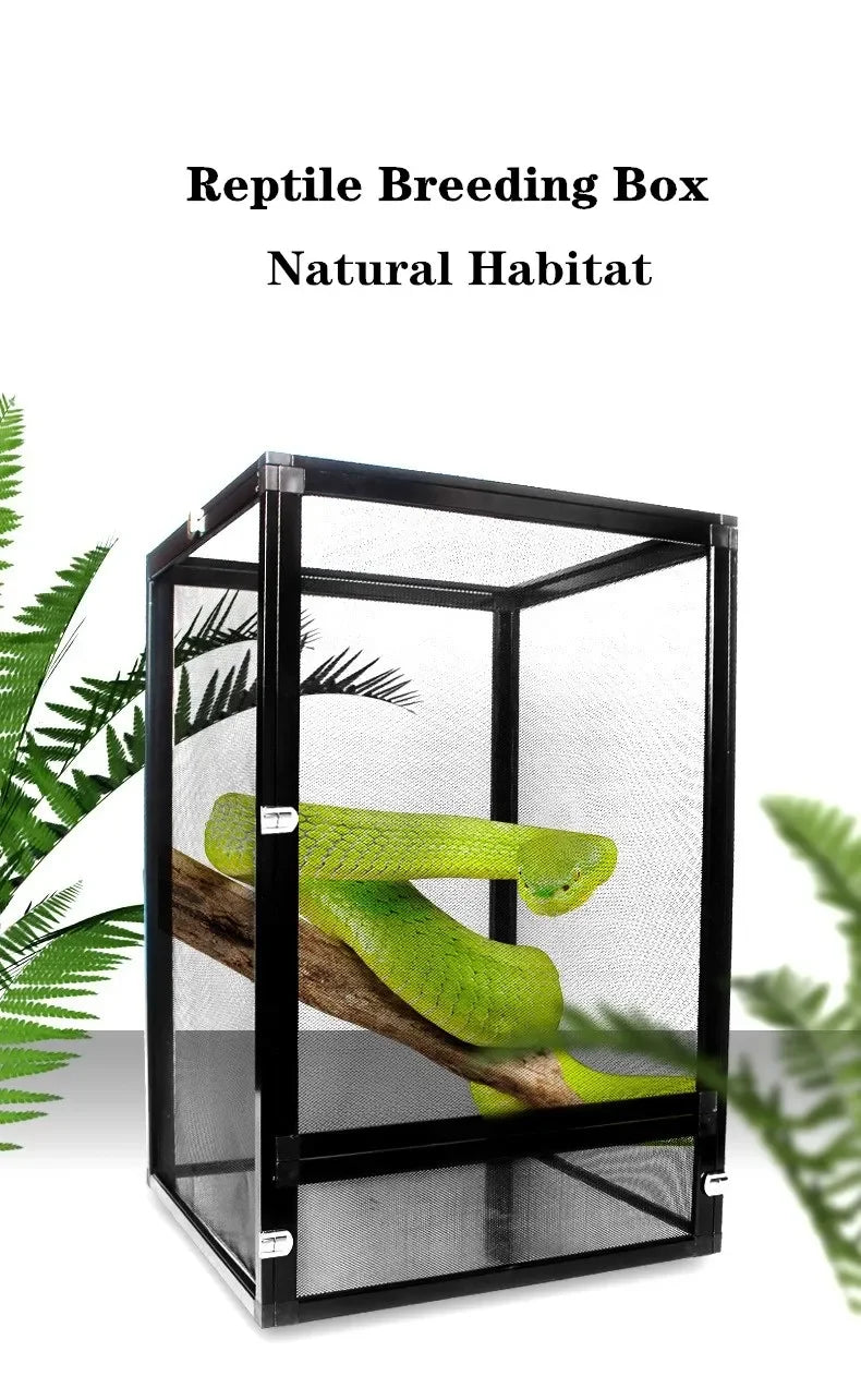 Reptile Detachable Habitat Tank Terrarium Transparent Aluminium Air Screen Cage Front Opening Door Full View Lizard Chameleon