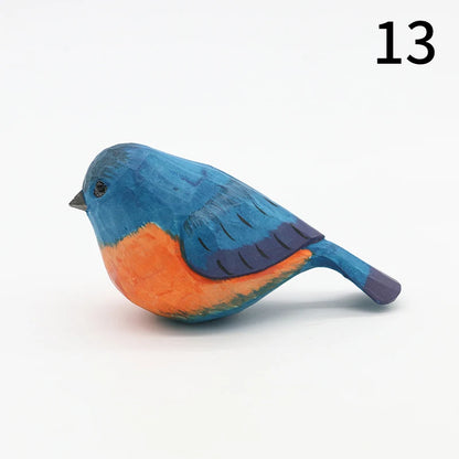 Wooden Bird Figurine Ornaments Handmade Carving Animals Miniature Crafts Art Decor Home Desktop Decoration Children Gifts
