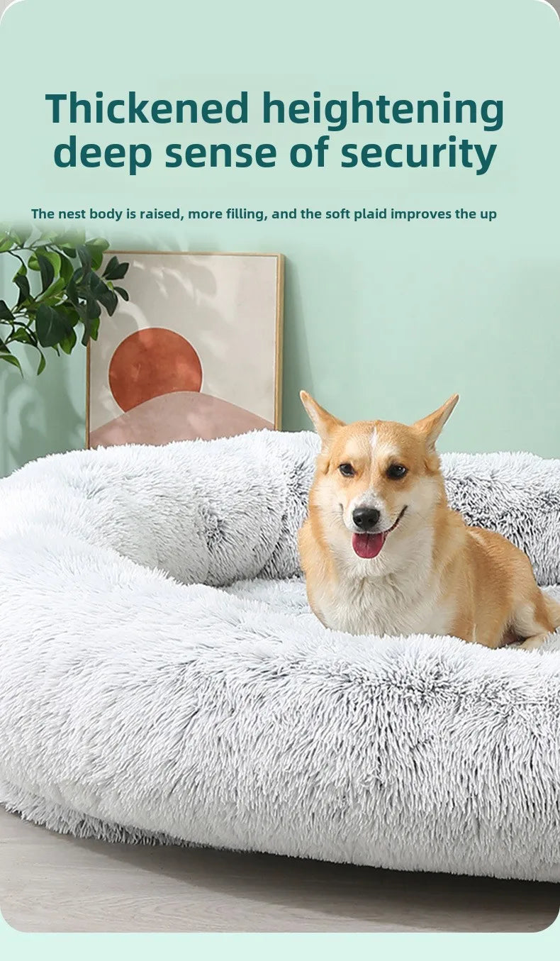 Large Kennel Pet Pad Human Dog Bed Winter Warm Pet Supplies Removable and Washable Sofa Lazy Can Sleep and Lie Down