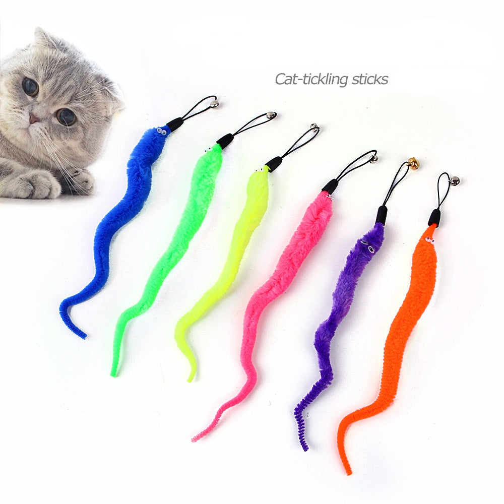 Cat Feather Toy Accessories False Mouse Worm Toy with Bell Kitten Cat Toys Interactive Replacement Refill Foam Ball Training