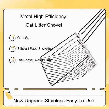 Stainless Steel Cat Litter Shovel Wooden Handle Shovel Easy To Clean Good-Looking Reduce Dust Suitable For Small Dog Toilets
