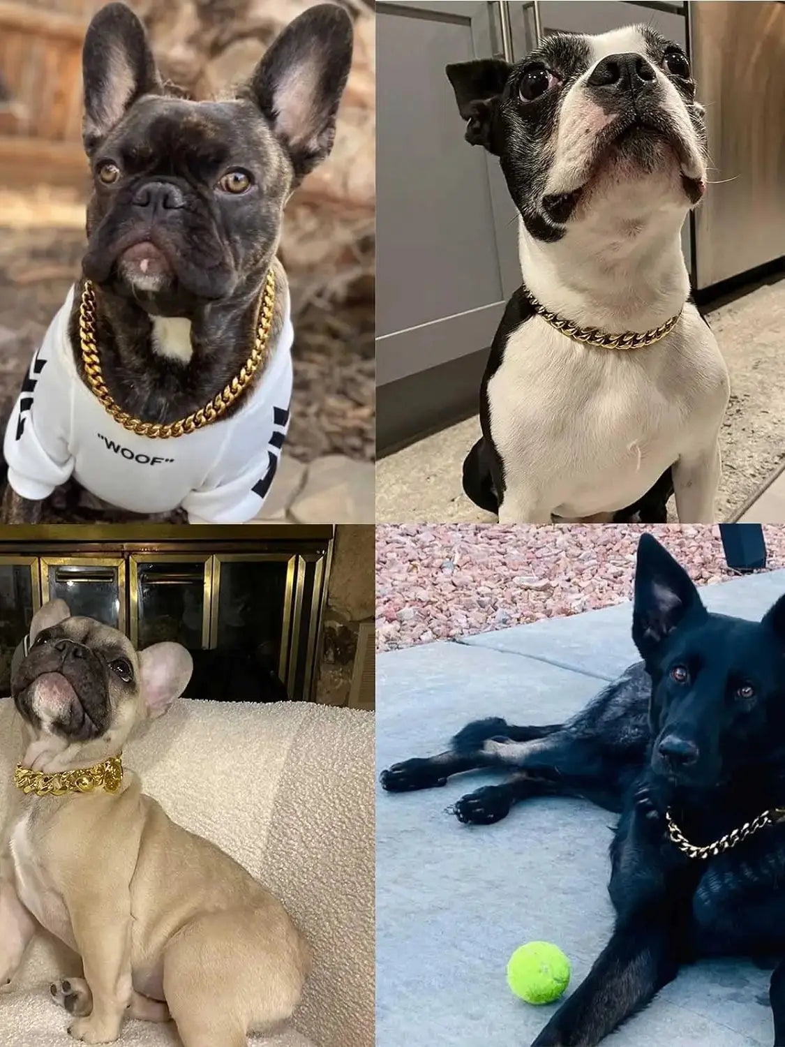 Heavy Duty Dog Chain Collar with Dog Paw Pendant 15MM Wide Stainless Steel Metal Cuban Link Chain Collar for Small Medium Dogs