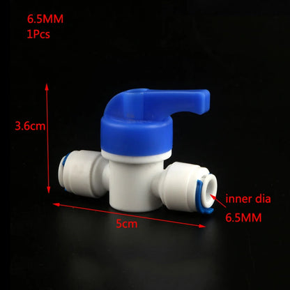 1Pcs Aquarium Fitting RO Water Straight Plastic Ball Valve with Quick Connect 1/4' 3/8' OD Hose Male Reverse Osmosis Connector