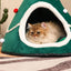 Christmas Hat Shape Creative Pet Bed Soft Plush Winter Semi-enclosed Cute Cat And Dog Bed Warm Comfortable 45cm Mini Bed Tent