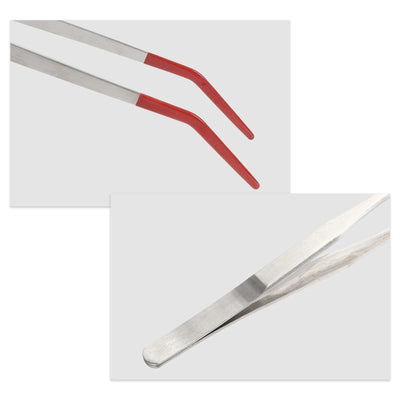 UXCELL Stainless Steel Curved Feeding Tweezers Aquarium Clip Pet Feeding Tools Long Tongs Reptile Forceps Fish Tank 38cm