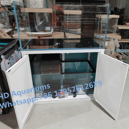 Customized Sizes large and medium fish tank aquariums for marine and freshwater with overflow sump cabinet