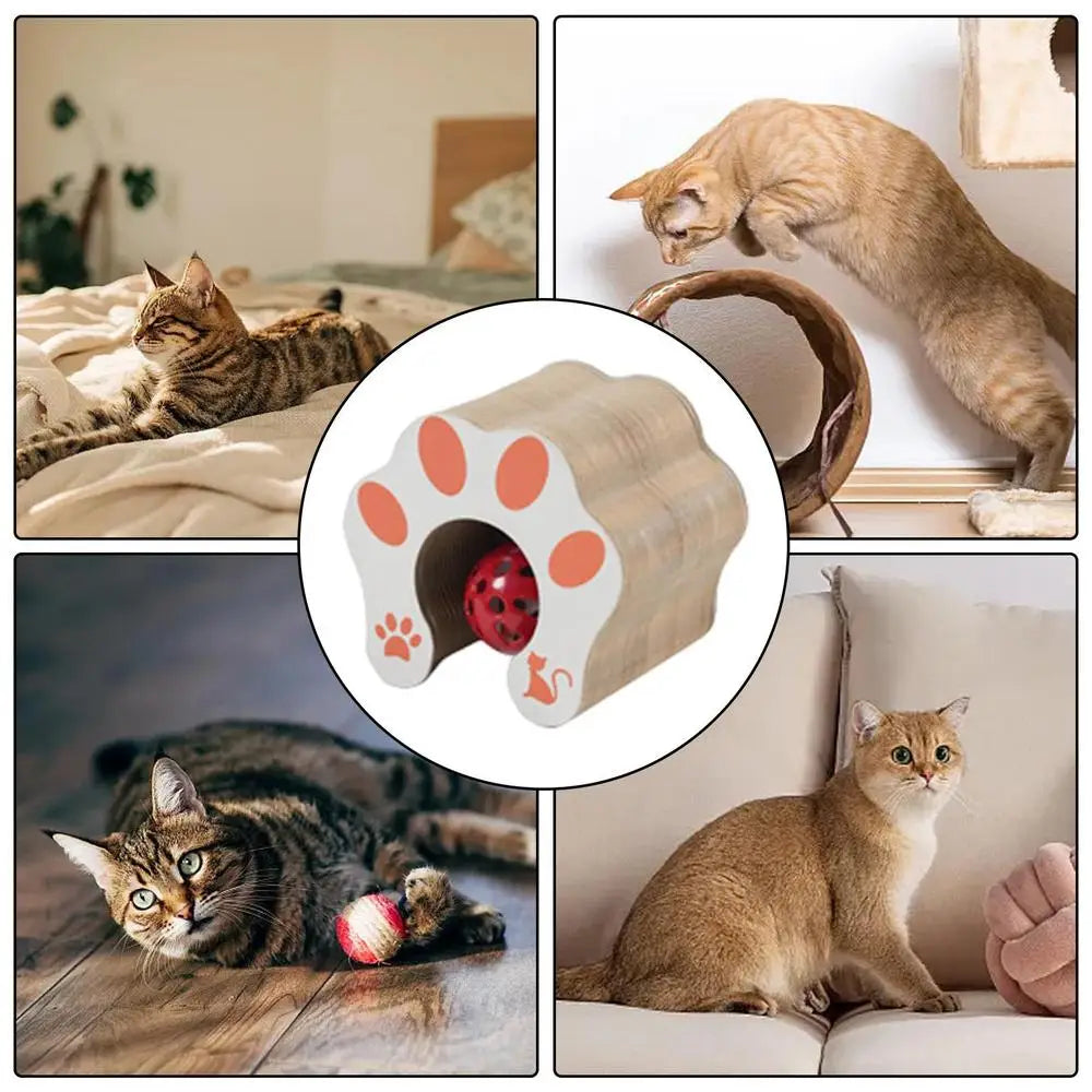 Cardboard Cat Toy Foldable Cat Scratch Board With Ball Kitty Scratching Post Cat Ball Track Toy Cat Accordion Toy Cat Scratcher