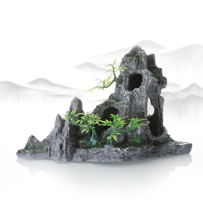 Resin Aquarium Rockery Mountain Decoration Artificial View Rock Cave Stone Tree Fish Tank Ornament Pet Supplies Home Decor New