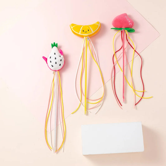 Cat Toy Cat Teaser Sticks Plastic Fruit Doll Cat Teaser Stick With Cat Mint Tassels Inside Self Hi Cat Toy