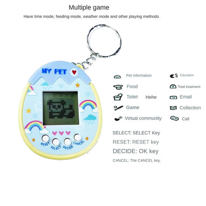 2Pcs Cute Cartoon Mini Handheld Electronic Pet Game Console Random Color Virtual Pet Raising Machine Electronic Toy
